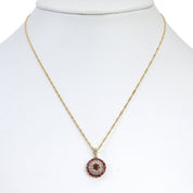 18K Ruby and Diamond Round Motif Necklace, Gold/Bordeaux