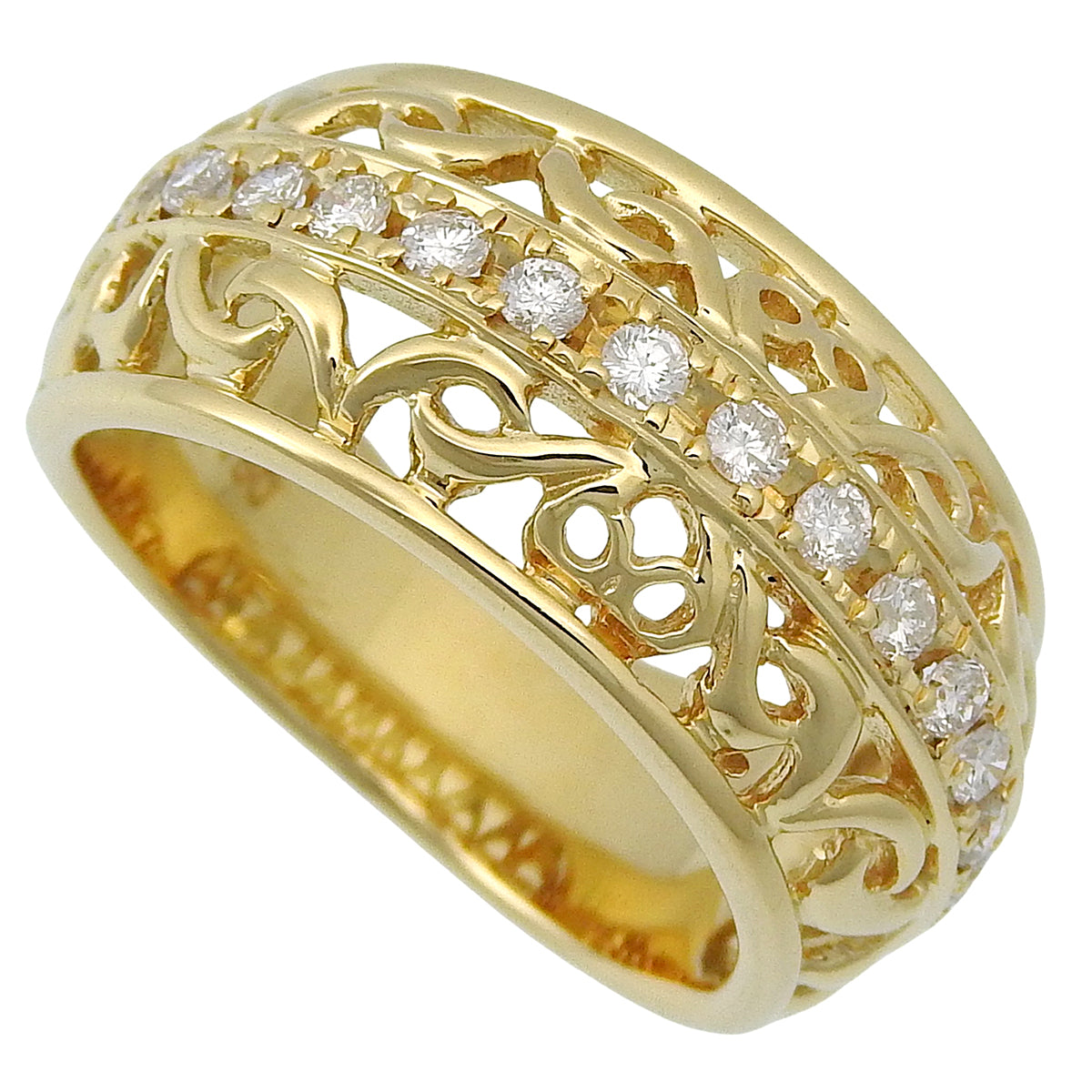 18K Diamond Design Ring #52 Yellow Gold