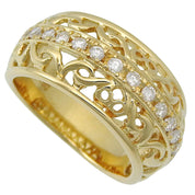 18K Diamond Design Ring #52 Yellow Gold