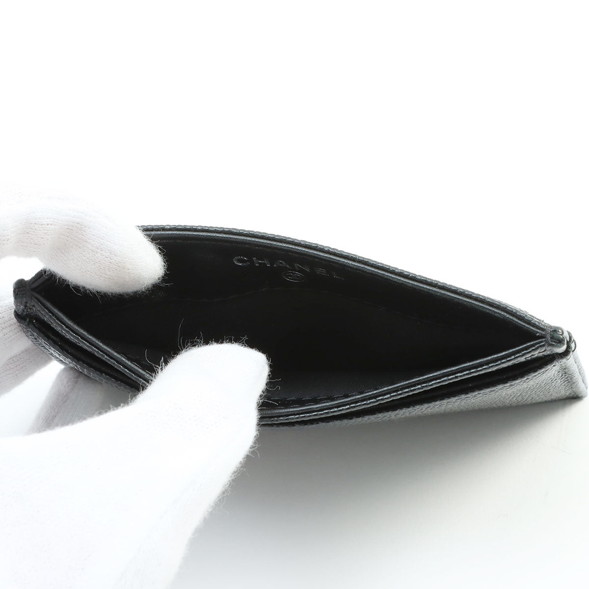 Caviar Skin CC Mark Stitch Card Case, Black, manufactured around 2020