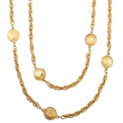 Coin Charm Long Necklace Gold