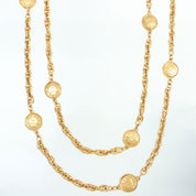 Coin Charm Long Necklace Gold