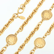 Coin Charm Long Necklace Gold