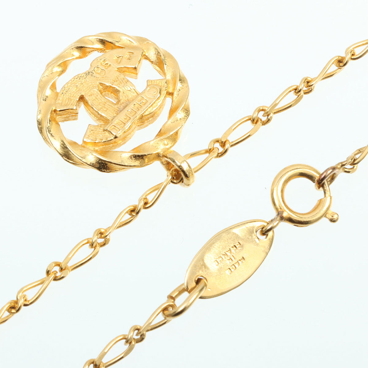 Rhinestone CC Mark Cutout Necklace Gold
