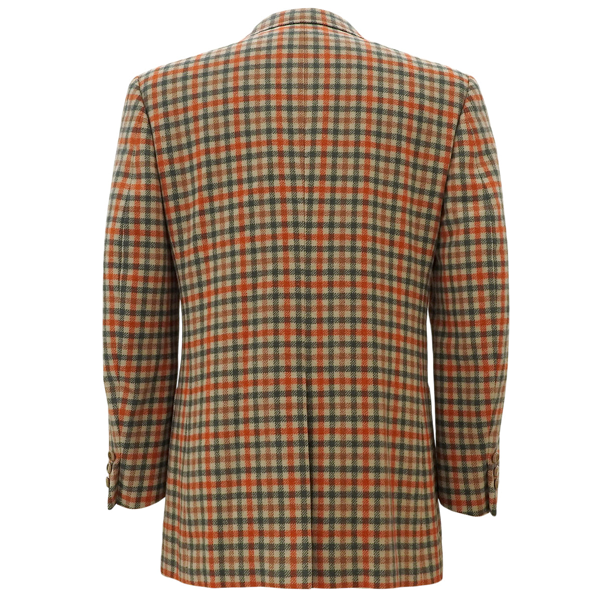 Check Pattern Tailored Jacket #M Beige/Orange/Green