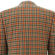 Check Pattern Tailored Jacket #M Beige/Orange/Green