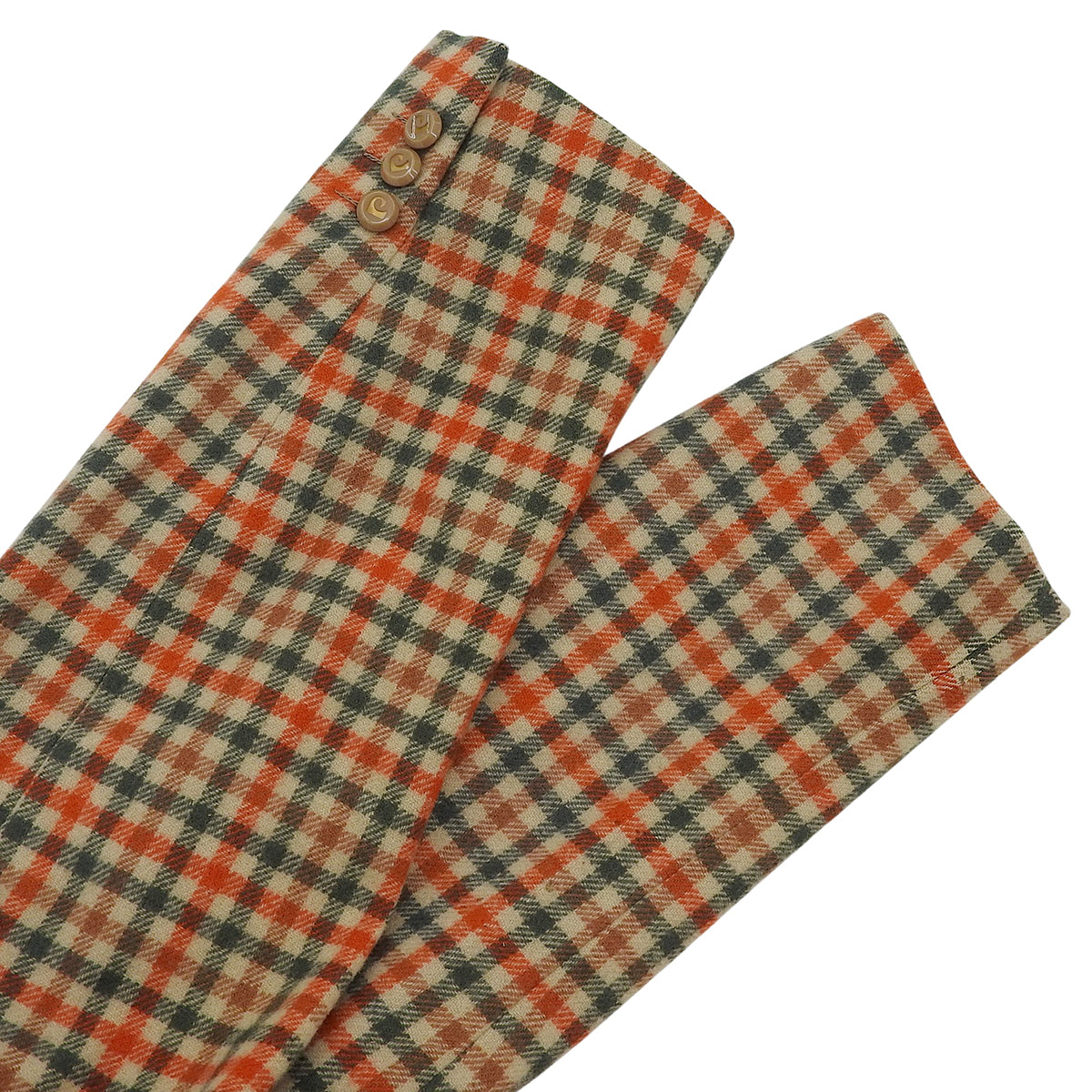 Check Pattern Tailored Jacket #M Beige/Orange/Green