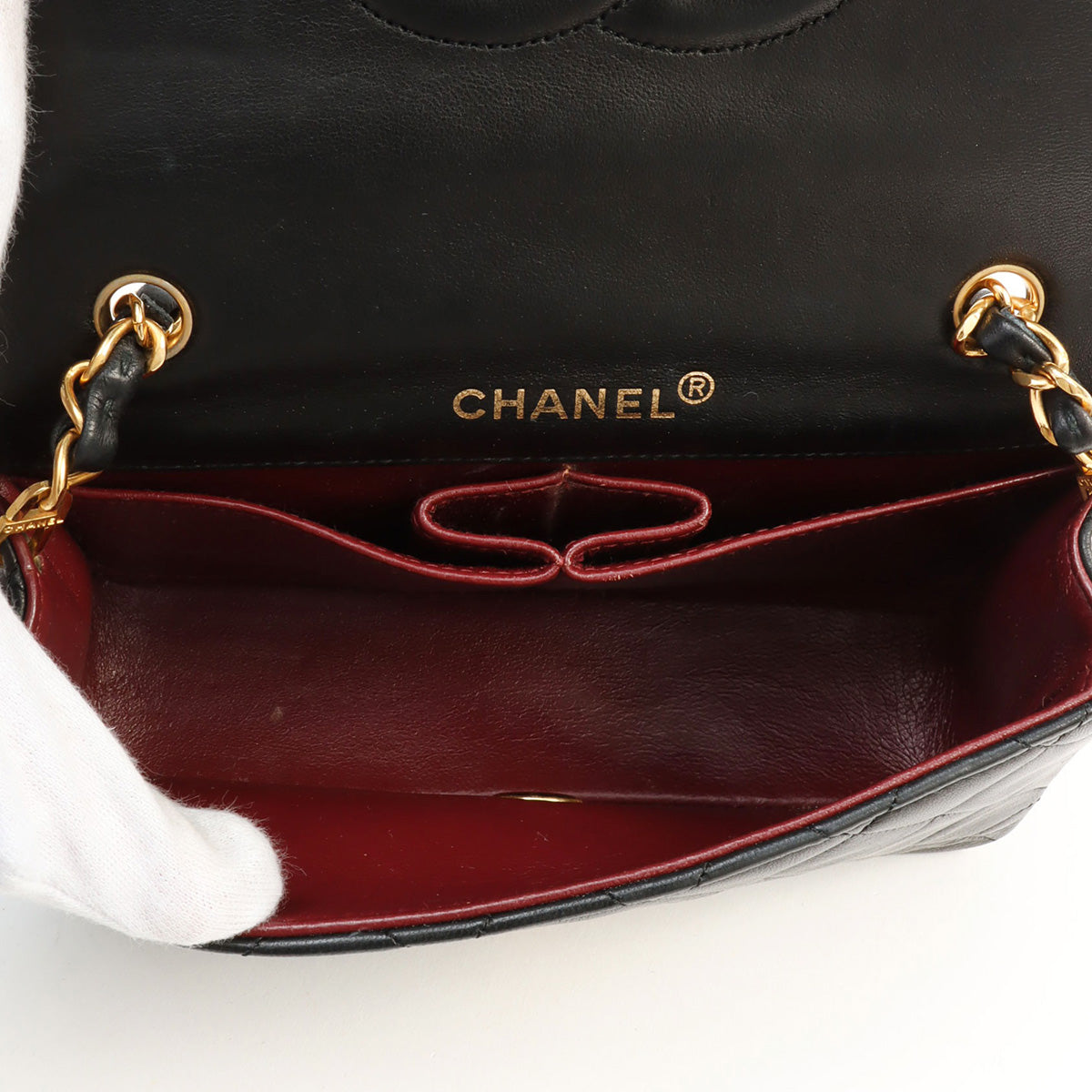 Circa 1990 Full Flap Chain Bag Mini Black