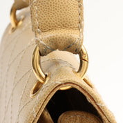 1998 Vintage Caviar Leather Matelassé Stitch CC Turn-Lock Handbag, Beige