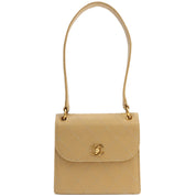 1998 Vintage Caviar Leather Matelassé Stitch CC Turn-Lock Handbag, Beige