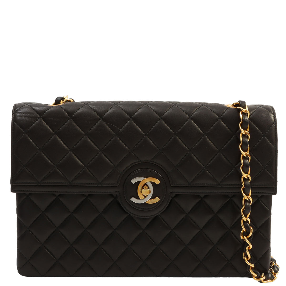 1992 Vintage Chanel CC Turn-Lock Chain Shoulder Bag, Paris Limited Edition, Black