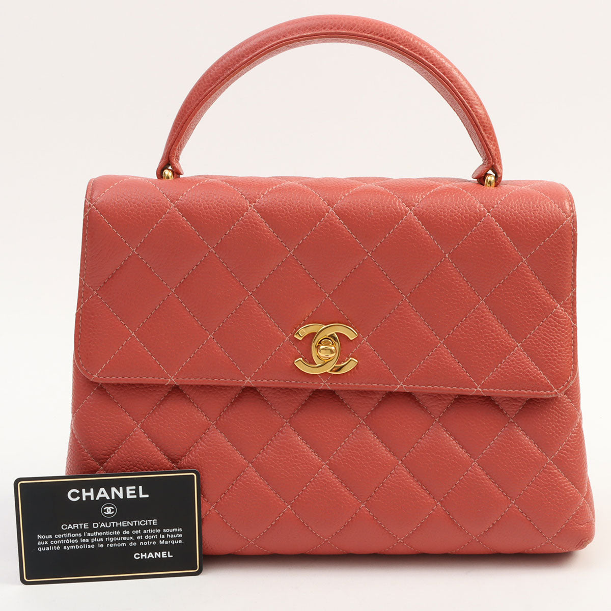 1997-ish Caviar Skin CC Turn-lock Handbag, Pink