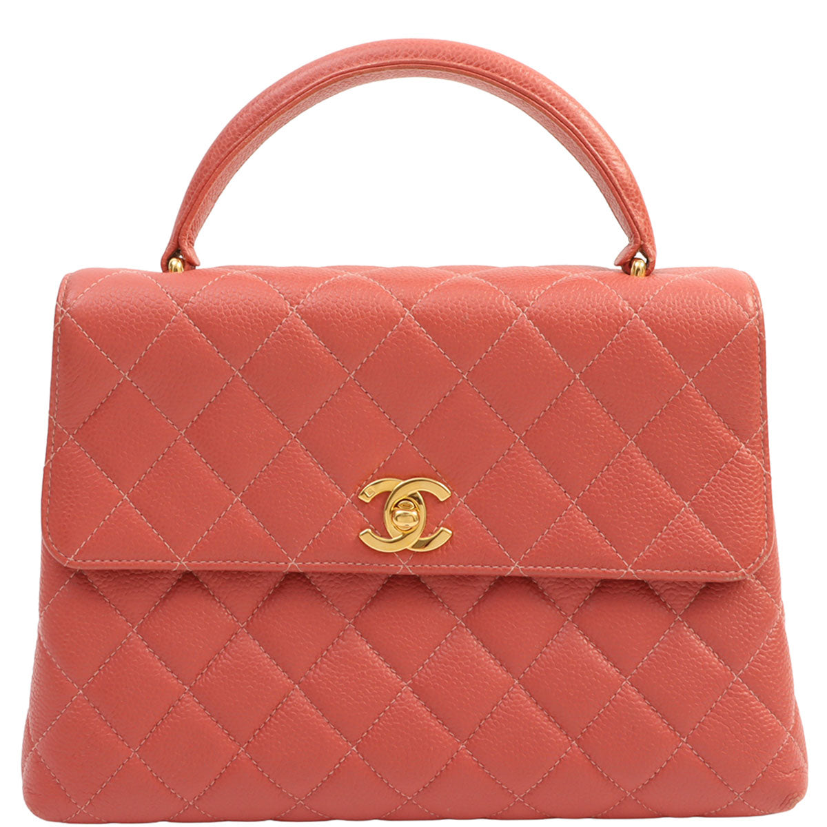 1997-ish Caviar Skin CC Turn-lock Handbag, Pink