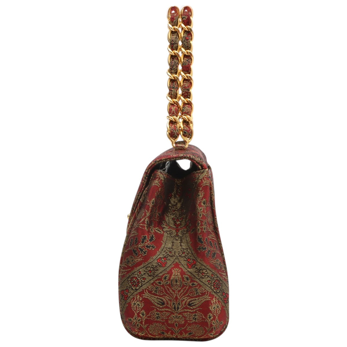 Circa 1995 Nishijin-ori Matelassé Stitch CC Turn-Lock Handbag Red/Gold