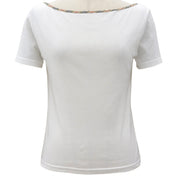 ノバチェックトリムデザイン半袖Tシャツ #M ホワイト