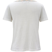 ノバチェックトリムデザイン半袖Tシャツ #M ホワイト