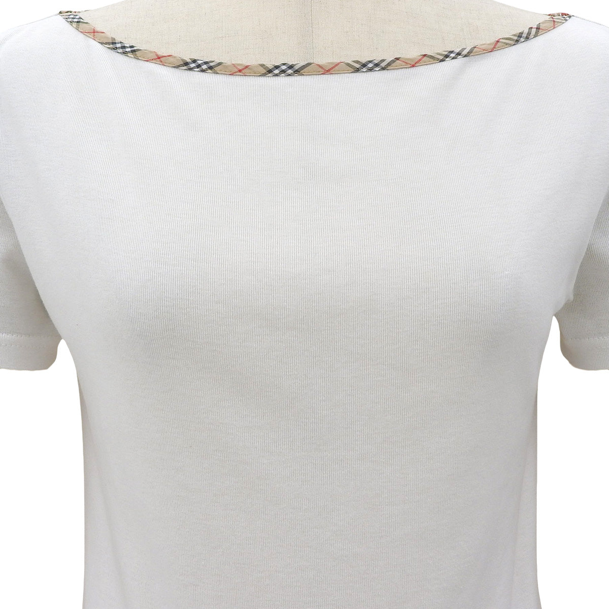 ノバチェックトリムデザイン半袖Tシャツ #M ホワイト