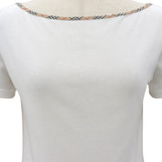 ノバチェックトリムデザイン半袖Tシャツ #M ホワイト