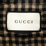 Checked Pattern Ribbon Tie Shirt #40 Brown/Black