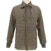 Checked Pattern Ribbon Tie Shirt #40 Brown/Black