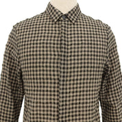 Checked Pattern Ribbon Tie Shirt #40 Brown/Black