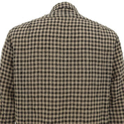 Checked Pattern Ribbon Tie Shirt #40 Brown/Black