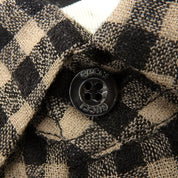 Checked Pattern Ribbon Tie Shirt #40 Brown/Black