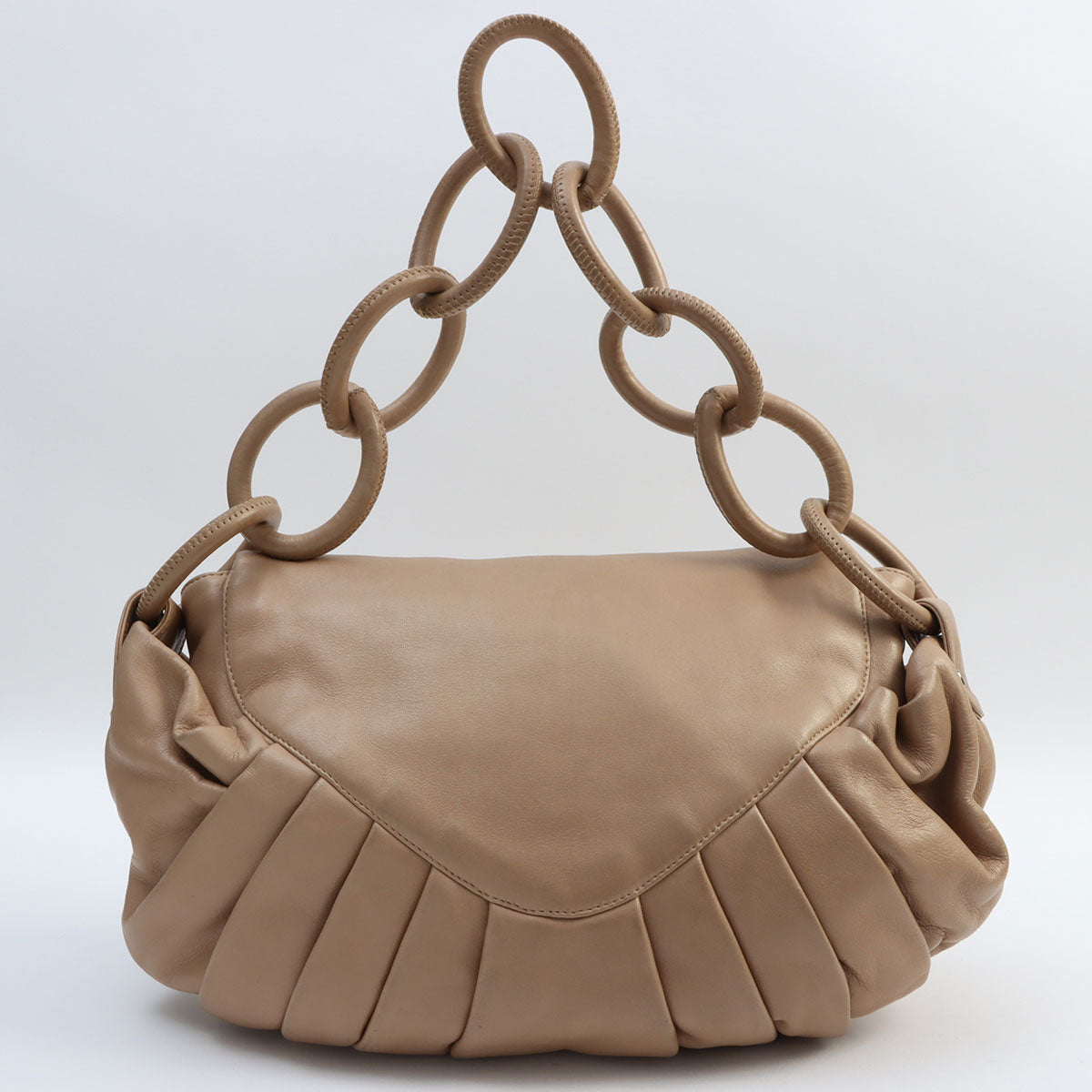 Around 2004 CC Mark Plate Hoop Shoulder Bag Beige