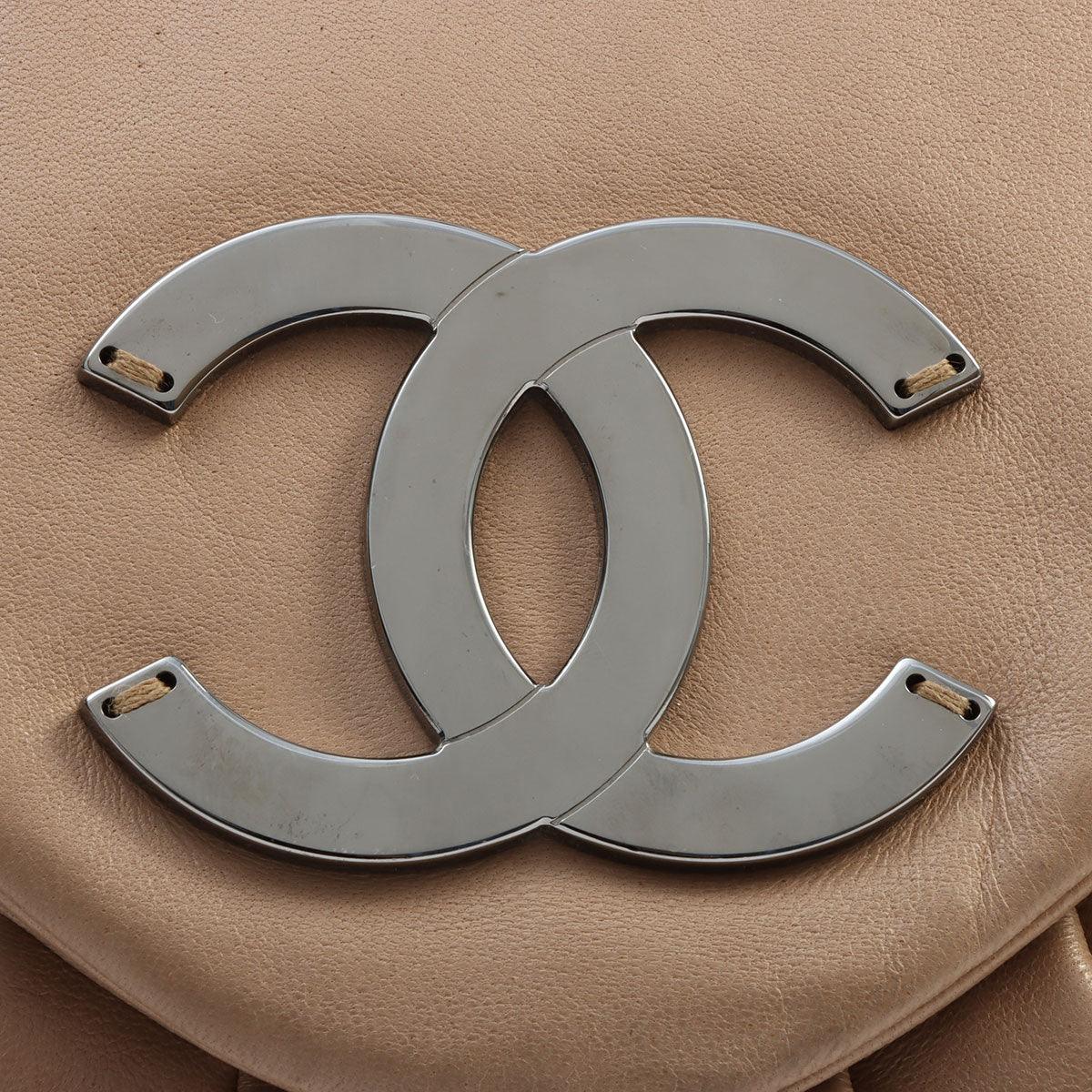 Around 2004 CC Mark Plate Hoop Shoulder Bag Beige