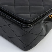 Circa 1990 Chanel CC Mark Plate Full Flap Chain Shoulder Bag Mini Black