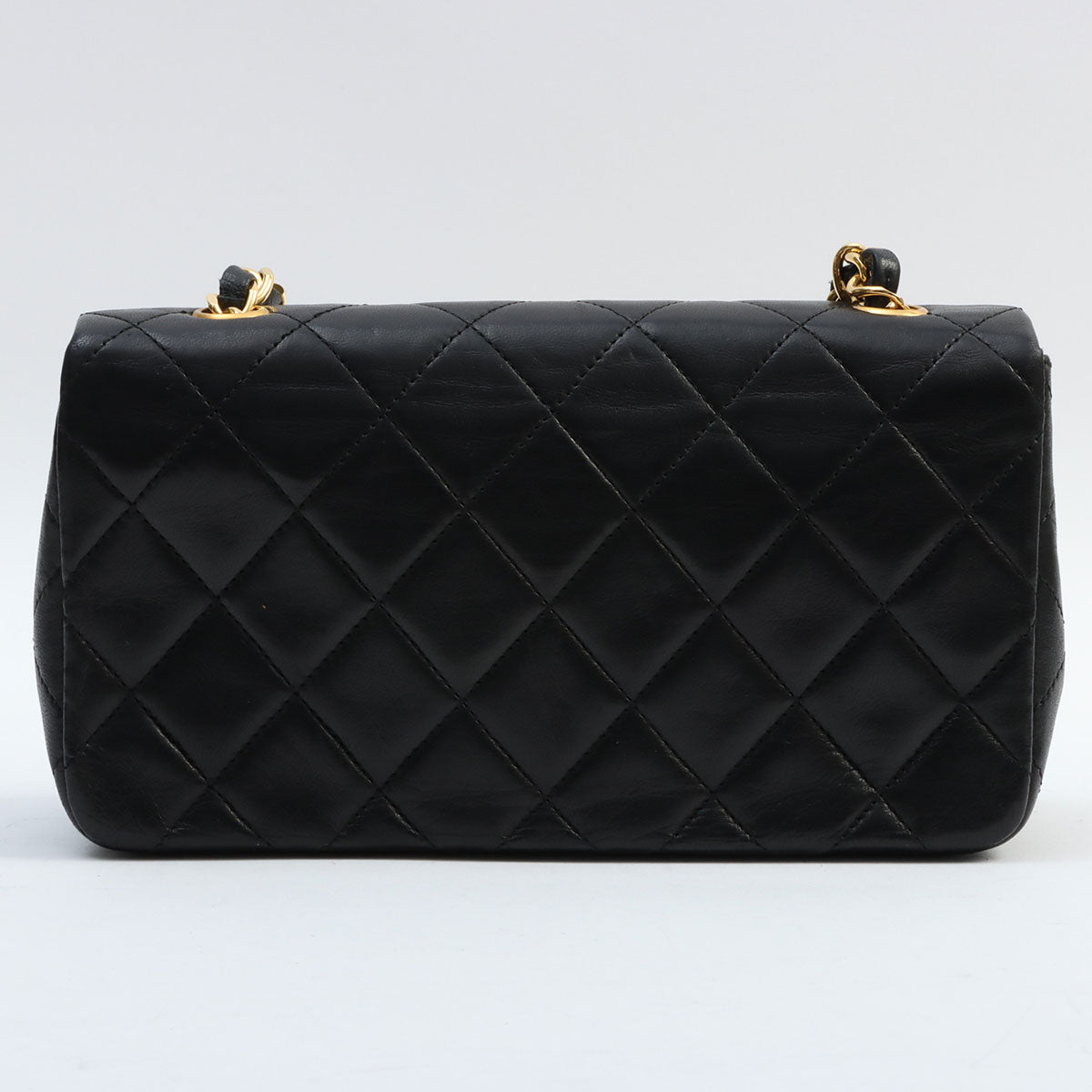 Circa 1990 Chanel CC Mark Plate Full Flap Chain Shoulder Bag Mini Black