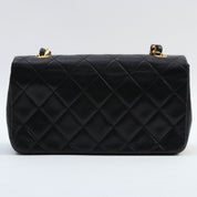 Circa 1990 Chanel CC Mark Plate Full Flap Chain Shoulder Bag Mini Black
