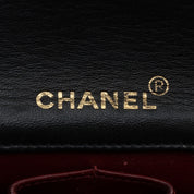 Circa 1990 Chanel CC Mark Plate Full Flap Chain Shoulder Bag Mini Black
