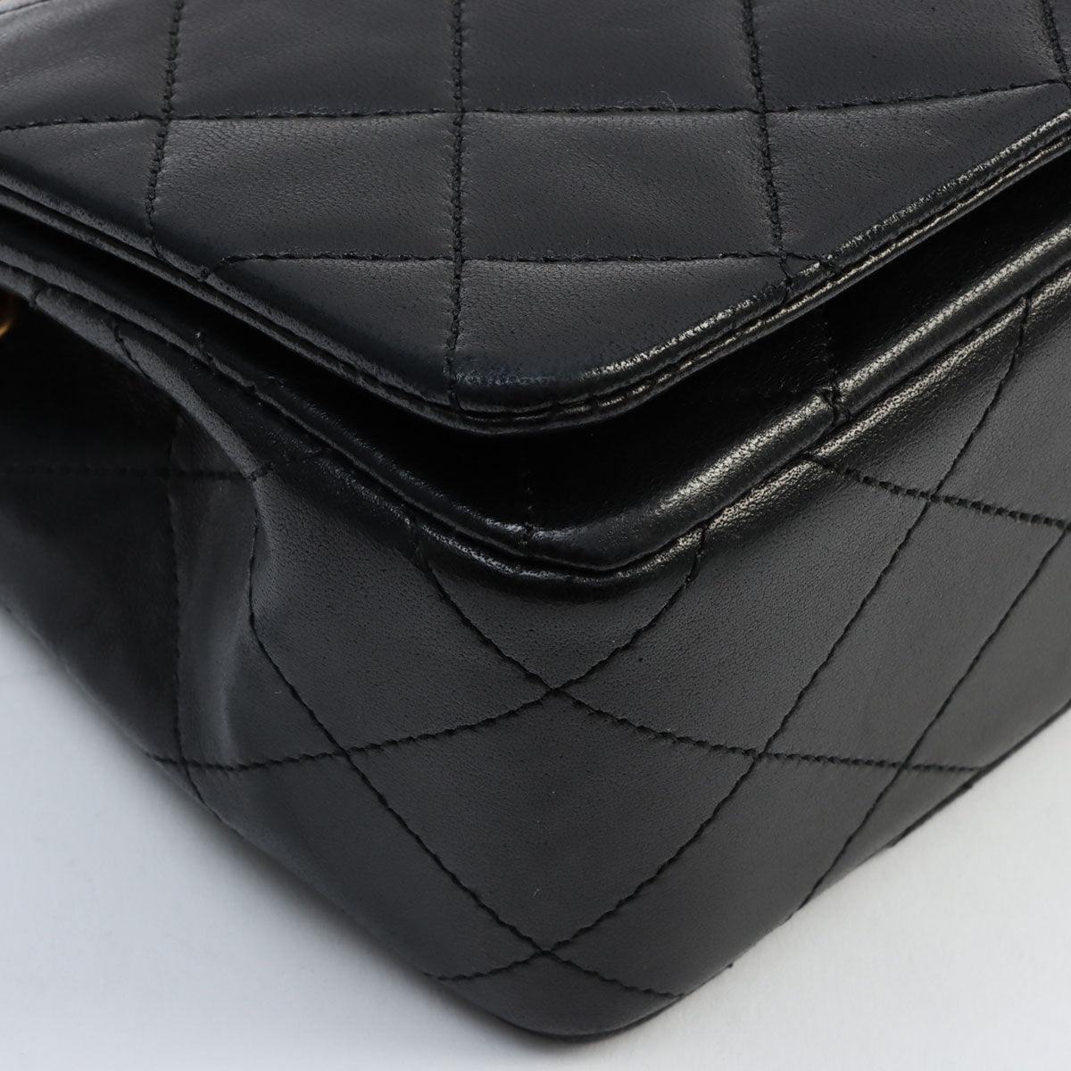 Circa 1990 Chanel CC Mark Plate Full Flap Chain Shoulder Bag Mini Black