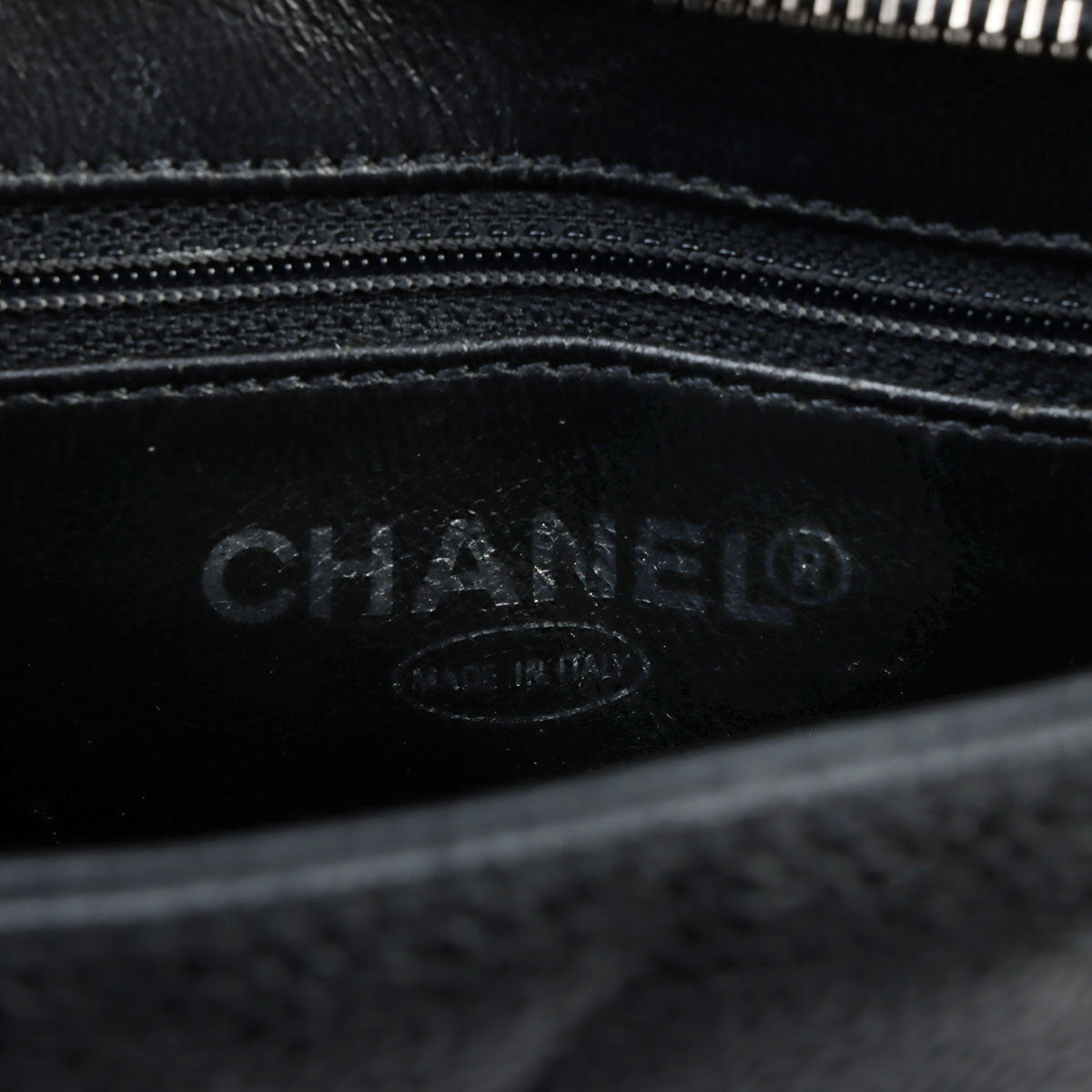 Circa 2000 Chanel Caviar Skin CC Mark Stitch Reissue Tote Bag Black