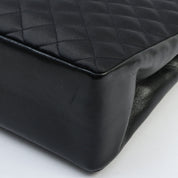 Circa 1985-1990 Satin Leather Combo CC Mark Plate Chain Shoulder Bag Black
