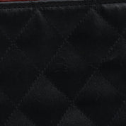 Circa 1985-1990 Satin Leather Combo CC Mark Plate Chain Shoulder Bag Black