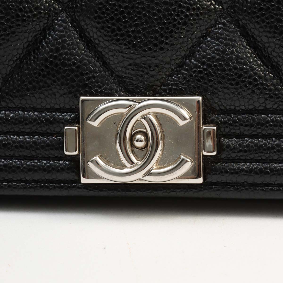 Soft caviar skin Boy Chanel chain wallet, black, manufactured around 2019