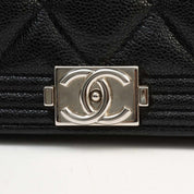 Soft caviar skin Boy Chanel chain wallet, black, manufactured around 2019