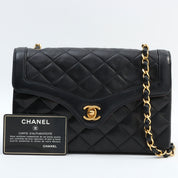 V-Flap CC Turn-lock Chain Shoulder Bag, Black, Circa 1990