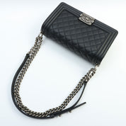 Circa 2019 Caviar Skin Boy Chanel Chain Shoulder Bag Black