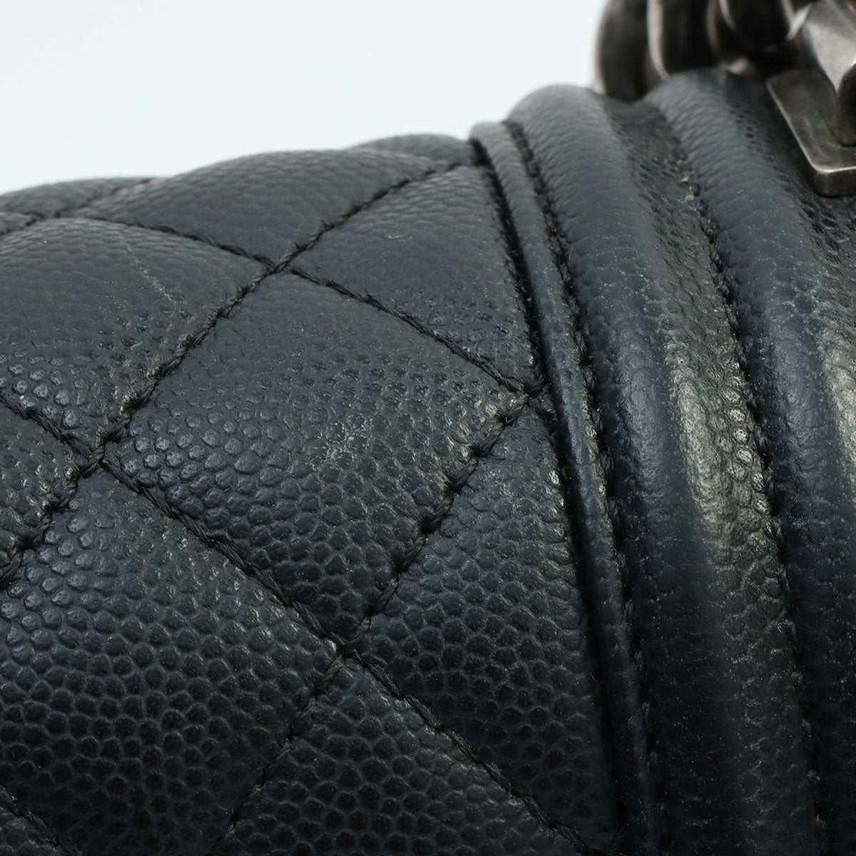 Circa 2019 Caviar Skin Boy Chanel Chain Shoulder Bag Black