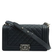 Circa 2019 Caviar Skin Boy Chanel Chain Shoulder Bag Black