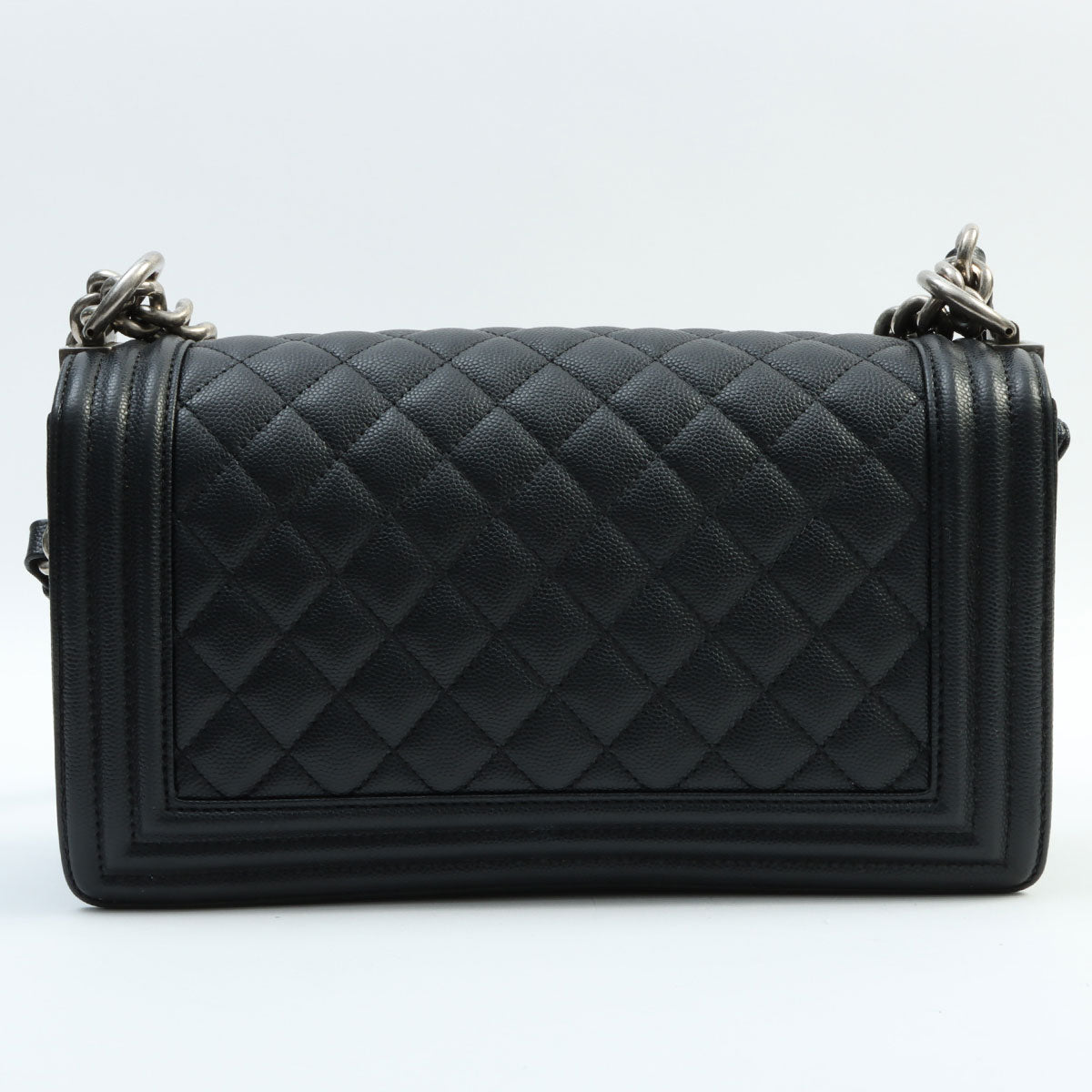 Circa 2019 Caviar Skin Boy Chanel Chain Shoulder Bag Black