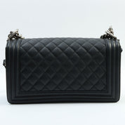 Circa 2019 Caviar Skin Boy Chanel Chain Shoulder Bag Black