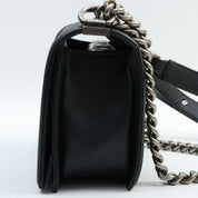 Circa 2019 Caviar Skin Boy Chanel Chain Shoulder Bag Black