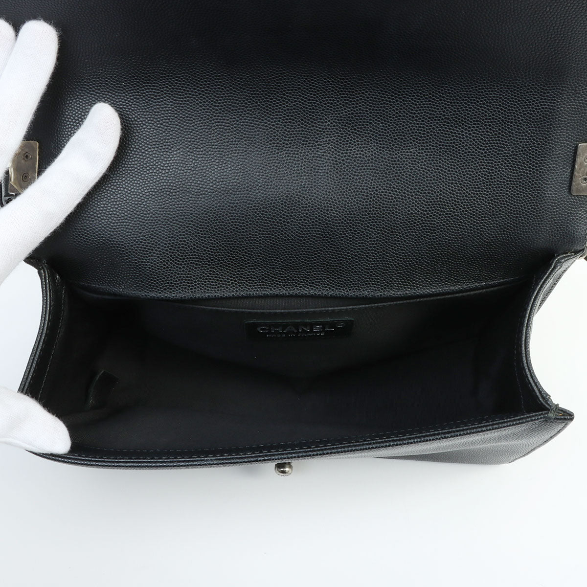 Circa 2019 Caviar Skin Boy Chanel Chain Shoulder Bag Black