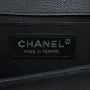Circa 2019 Caviar Skin Boy Chanel Chain Shoulder Bag Black