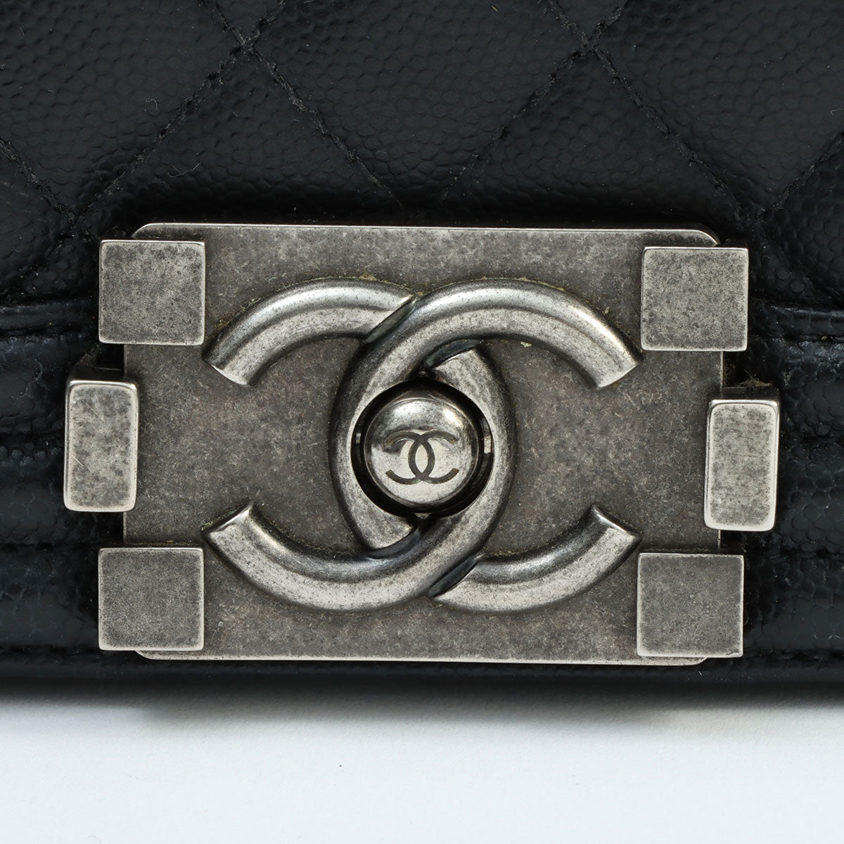 Circa 2019 Caviar Skin Boy Chanel Chain Shoulder Bag Black