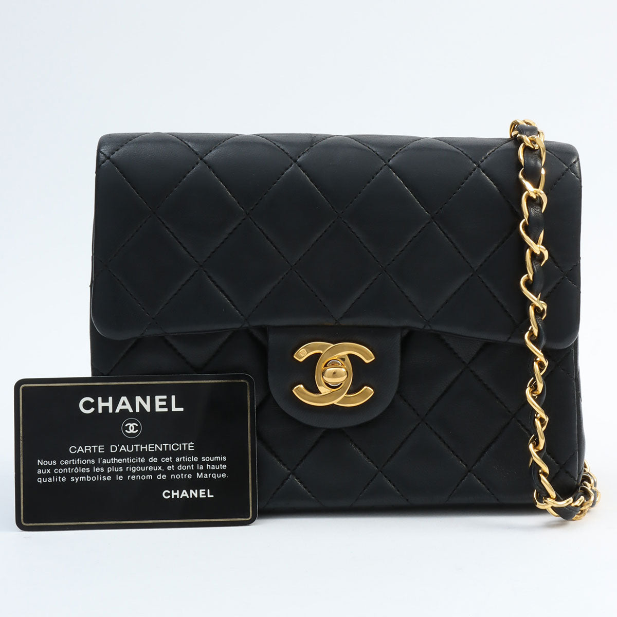 1990's Classic Flap Chain Bag Mini Black